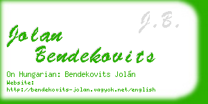 jolan bendekovits business card